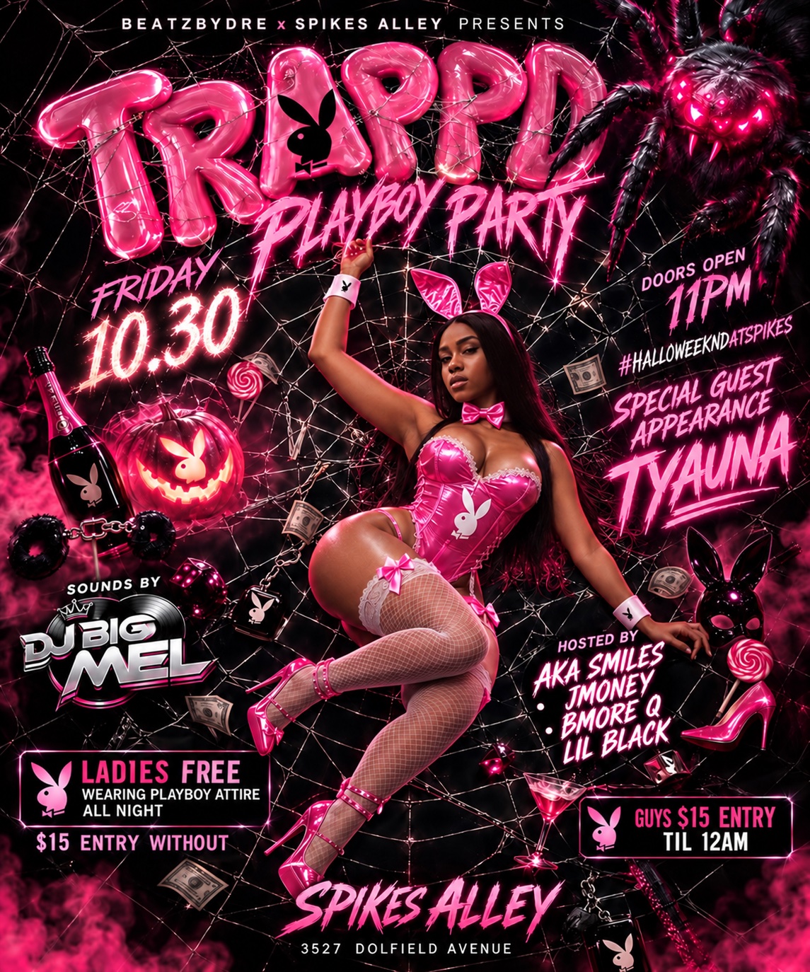 TRAPPD Playboy Party flyer — special guest appearance Tyauna